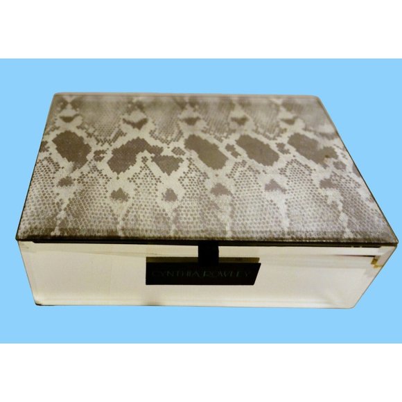 Cynthia Rowley New York Mirrored Glass Snakeskin Trinket Jewelry Box Goth - Picture 1 of 7